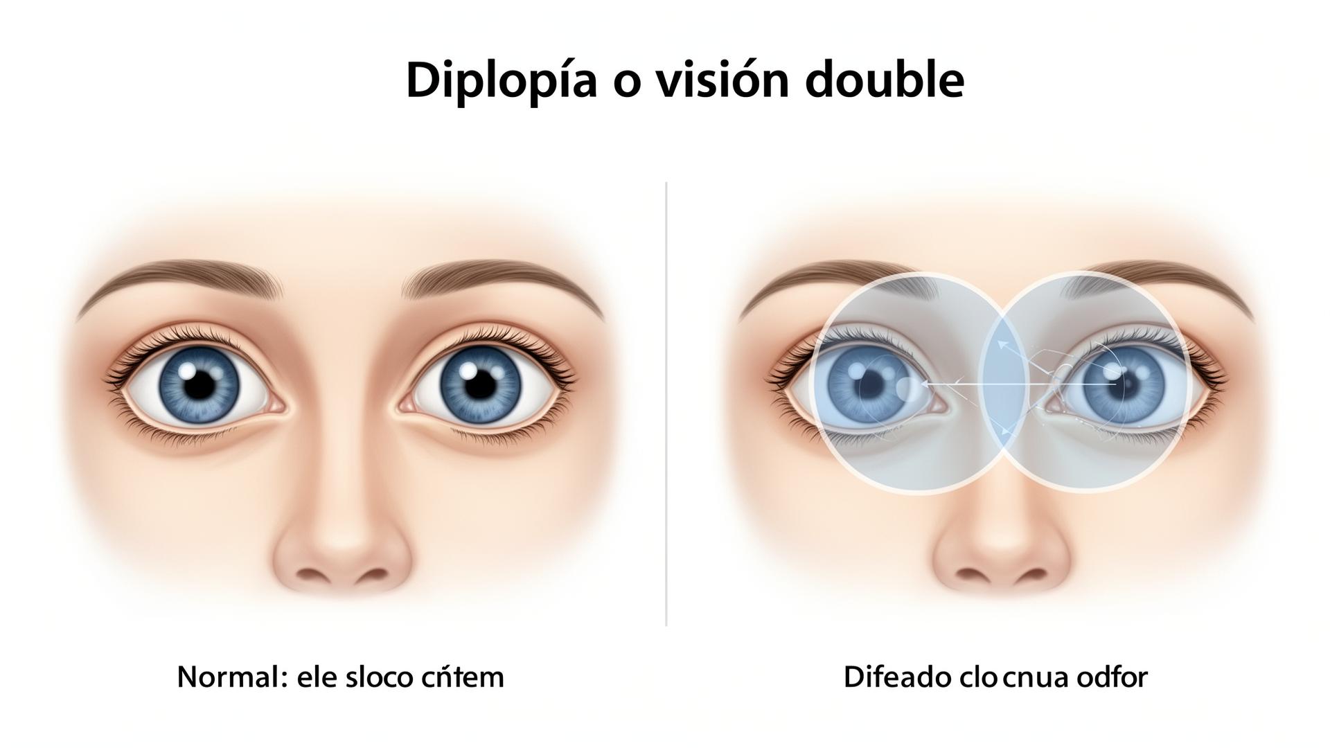 Diplopía o visión doble: ejes oculares alineados que perciben una imagen, frente a ejes desalineados que generan dos imágenes superpuestas